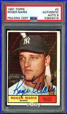Roger Maris Autographed 1961 Topps Card #2 Yankees Auto Grade 9 PSA/DNA 43849419