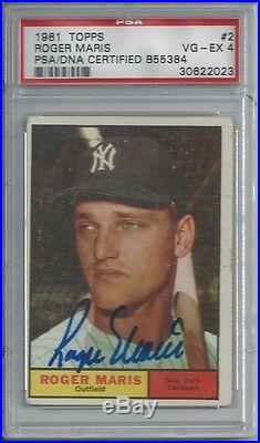 Roger Maris Psa Graded 4 Topps 1961 Signed Card #2 Psa/dna Certified Autograph