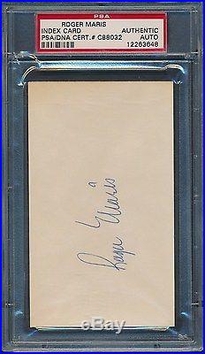 Roger Maris Signed Index Card PSA/DNA Certified Authentic Auto Autograph 3648