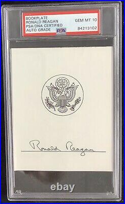 Ronald Reagan Signed Bookplate Autograph PSA/DNA President Auto Gem Mint 10
