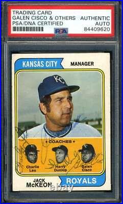 Royals Team Coaches PSA DNA Coa Signed By All 4 1974 Topps Autograph