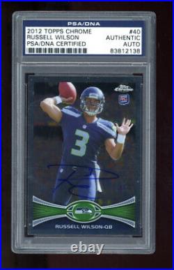 Russell Wilson Signed 2012 Topps Chrome #40A RC PSA A and Wilson Hologram Auto