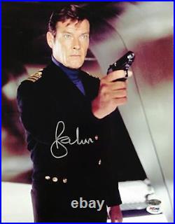 SIR ROGER MOORE Signed 11x14 Photo #2 James Bond 007 Autograph with PSA/DNA COA