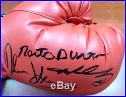 Sale! 3 Boxing Greats Autographed Boxing Glove Leonard Hearns Duran Lh Psa/dna