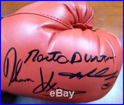 Sale! 3 Boxing Greats Autographed Boxing Glove Leonard Hearns Duran Lh Psa/dna