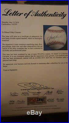 Sandy Koufax Single Signed Baseball Autographed AUTO PSA/DNA LOA Dodgers HOF