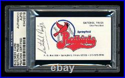 Satchel Paige Business Card Psa/dna Slabbed Autographed Hof Negro Leagues