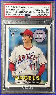 Shohei Ohtani 2018 Topps Heritage Real One On Card Angels RC PSA DNA 10 10 POP 1
