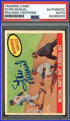 Stan Musial PSA DNA Signed 1959 Topps Baseball Thrills Autograph