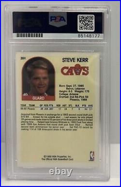 Steve Kerr Signed 1989 Nba Hoops Rookie Card #351 Rc Auto 10 Psa/dna