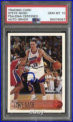 Steve Nash #13 Signed Suns 1996 Topps Rookie Card #182 Psa/dna Auto 10