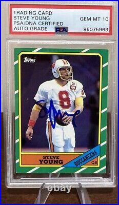 Steve Young HOF Signed 1986 Topps #374 Rookie RC Football Card PSA/DNA AUTO 10