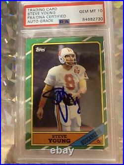 Steve Young Signed 1986 Topps 49ers Rookie Football Card Psa/dna Auto 10 #374