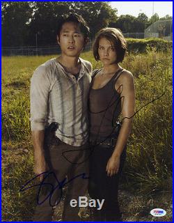 Steven Yeun Lauren Cohan SIGNED 11x14 Photo The Walking Dead PSA/DNA AUTOGRAPHED