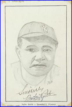 Stunning Babe Ruth Signed Autographed Original Art Photo Drawing PSA DNA COA