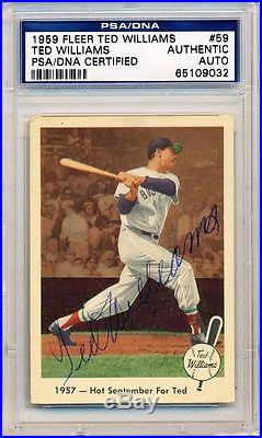 TED WILLIAMS 1959 Fleer #59 AUTOGRAPH PSA/DNA Authentic AUTO SIGNED Card Red Sox