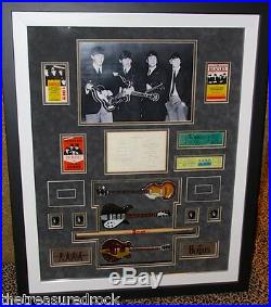 THE BEATLES signed autographed display photo guitar pick drumstick PSA DNA RARE