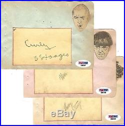 THE THREE STOOGES MOE, LARRY, CURLY (HOWARD) SIGNED ALBUM PAGES-PSA/DNA LOAs