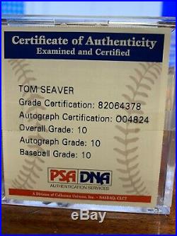 TOM SEAVER SIGNED AUTOGRAPHED BASEBALL PSA/DNA 10 Inscription HOF 92 Mets