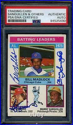 Ted Simmons Bill Madlock Manny Sanguillen PSA DNA Coa Signed 1976 Topps Auto
