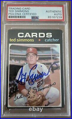 Ted Simmons PSA DNA Signed 1971 Topps Rookie Autograph