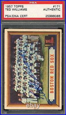 Ted Williams PSA DNA Signed 1957 Topps Red Sox Team Rare Autograph