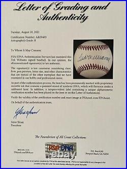 Ted Williams Signed Autographed Baseball PSA / DNA 8 LOA NM to Mint Beautiful