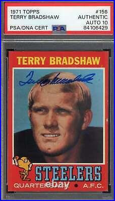 Terry Bradshaw Gem Mint 10 PSA DNA Signed 1971 Topps Rookie Autograph