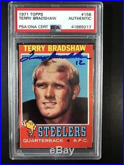 Terry Bradshaw Signed 1971 Topps #156 Rookie RC HOF Autograph PSA/DNA