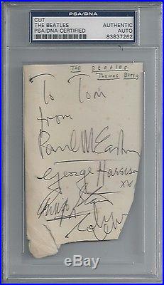 The Beatles (4) Psa/dna Signed Page Autographed Lennon Mccartney Harrison Starr
