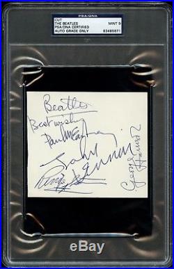 The Beatles (4) Signed Autographed Cut PSA/DNA Graded MINT 9! John Lennon