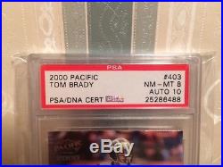 Tom Brady 2000 pacific #403 autographed sp rc psa/dna certified 8 nm-mt/ 10 auto