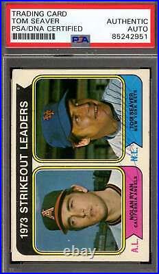 Tom Seaver PSA DNA Vintage Signed 1974 Topps 1973 Leaders Autograph