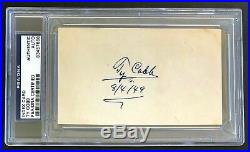 Ty Cobb BOLD Autograph Signed Index Card PSA DNA Authenticated & Encapsulated