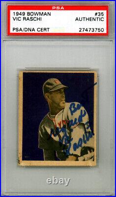 Vic Raschi Autographed 1949 Bowman Rookie Card #35 Yankees PSA/DNA #27473750