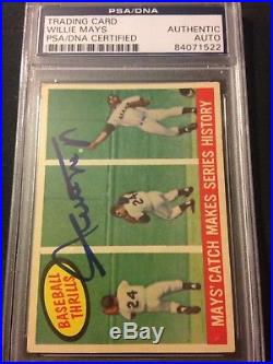 WILLIE MAYS SIGNED 1959 Topps BASEBALL CARD PSA/DNA AUTHENTIC AUTO The Catch HOF