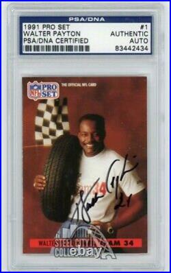 Walter Payton 1991 Pro Set Autographed Auto Card #1 PSA/DNA