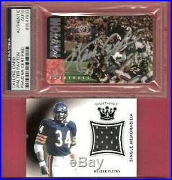 Walter Payton Psa /dna Certified Autograph & Game Used Jersey Card Chicago Bears