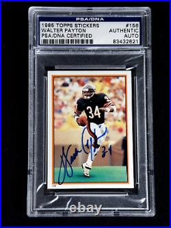 Walter Payton Signed Psa/dna 1985 Topps Football Stickers Card #156 Autograph