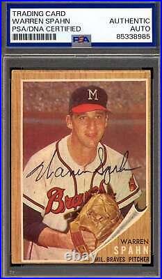 Warren Spahn PSA DNA Signed 1962 Topps Autograph