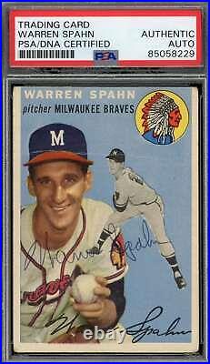 Warren Spahn PSA DNA Vintage Signed 1954 Topps Autograph
