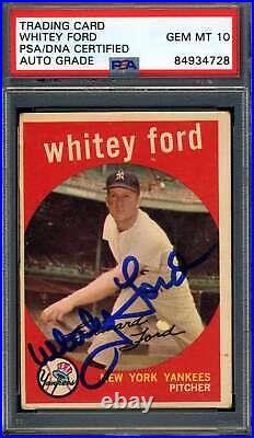 Whitey Ford Gem Mint 10 PSA DNA Signed 1959 Topps Autograph