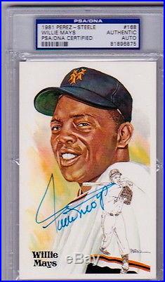 Willie Mays Psa/dna Slabbed Autographed Hof Limited Edition Perez Steele Card
