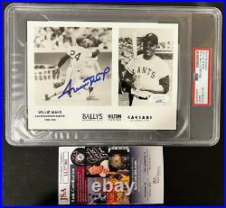 Willie Mays Signed Autographed 5x7 B/w Photo San Francisco Giants Psa & Jsa Coa