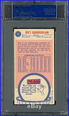 Wilt Chamberlain Autographed 1969-70 Topps Auto Card #1 Lakers PSA/DNA 83083746