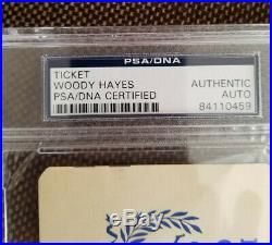 Woody Hayes Signed Ticket PSA/DNA Authentic Auto Hall of Fame Autograph