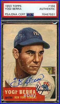 Yogi Berra PSA DNA Signed 1953 Topps Autograph