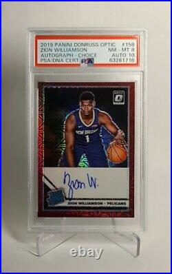 Zion Williamson Rated Rookie Auto Red 158 Rc 2019-20 Optic Choice Psa 8 Dna 10